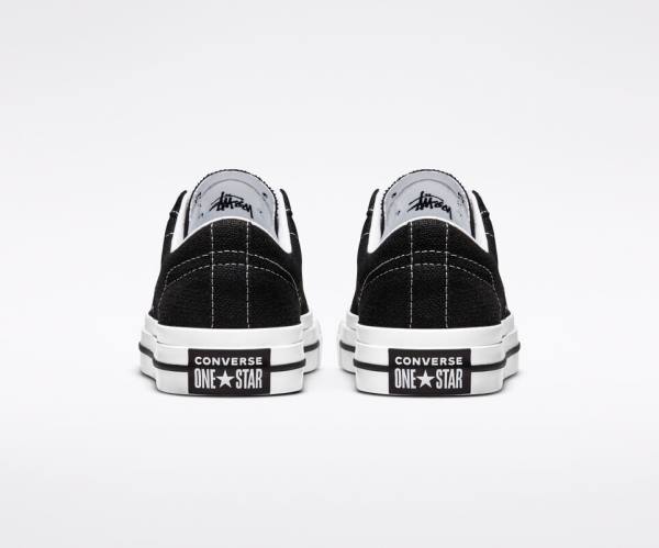 Zapatillas Bajas Converse Stussy One Star Negras Blancas | CV-402ILY